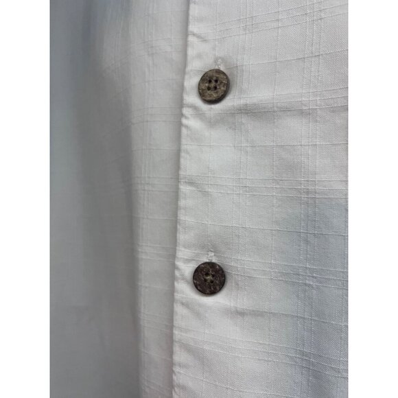 Tommy Bahama Mens Vintage White Embroidered Button Up Camp Shirt Large Pocket - Picture 7 of 11